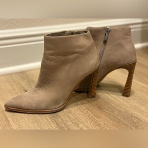 Vince Camuto Tan Ankle Booties with Stacked Heel